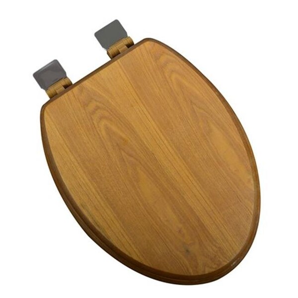Plumbing Technologies Plumbing Technologies 5F1E1-17BN Decorative Wood Elongated Toilet Seat with Brushed Nickel Hinges; Light Oak 5F1E1-17BN - main